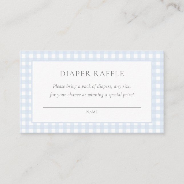 Pale Blue Gingham Classic Boys Baby Shower Enclosure Card (Front)