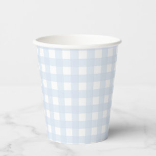 Pale Blue Gingham Classic Boys Baby Shower Paper Cups