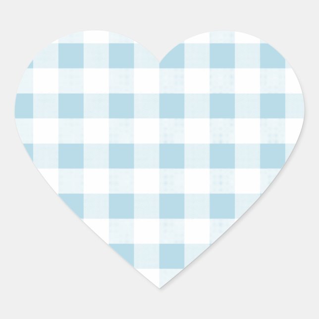 Pale Blue Gingham Heart Sticker (Front)