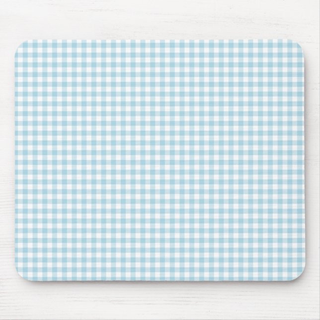 Pale Blue Gingham Mouse Pad (Front)