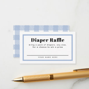 Pale Blue Gingham Plaid Baby Shower Diaper Raffle Enclosure Card