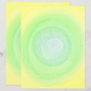 Pale Blue Green Sphere on Yellow Watercolor, Paper