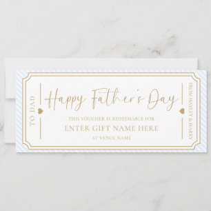 Pale Blue Happy Father's Day Gift Voucher Card