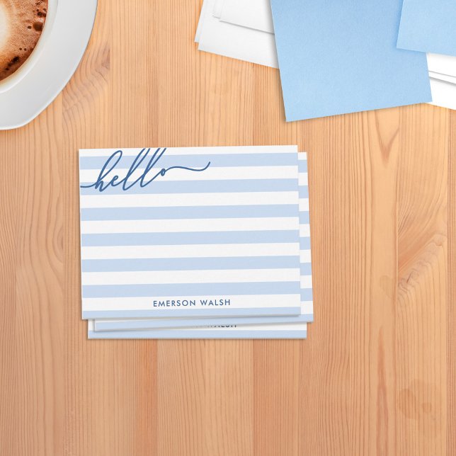 Pale Blue Lines Hello Add Name Card (Creator Uploaded)