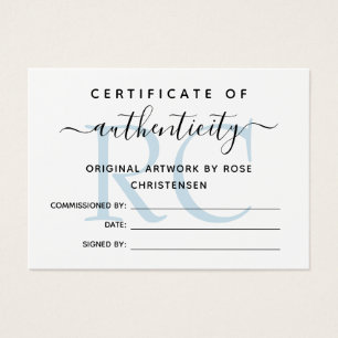 Pale Blue Monogram Certificate of Authenticity