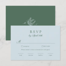 Pale Blue Monogram Wedding Details Card