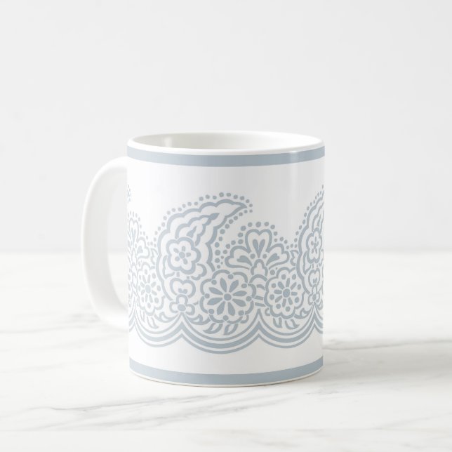 Pale Blue Paisley Coffee Mug (Front Left)