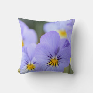 Pale Blue Pansies Throw Pillow