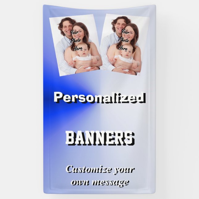 Pale blue  photo template banner (Vertical)