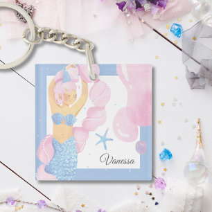Pale Blue & Pink Mermaid Party Adventure Keychain