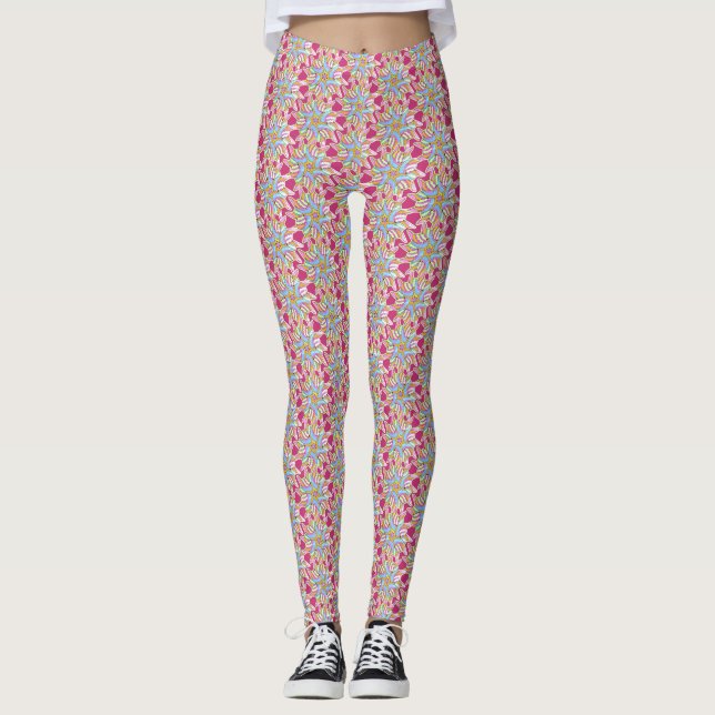 Pale Blue Pinwheels - Leggings (Front)