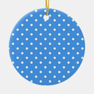 Pale Blue Polka Dot Art Ceramic Ornament