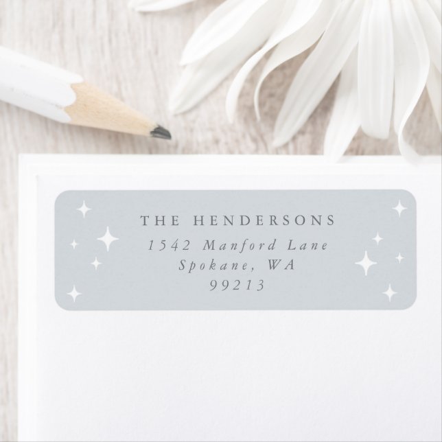 Pale Blue Retro Stars Adresse de retour (En situation)