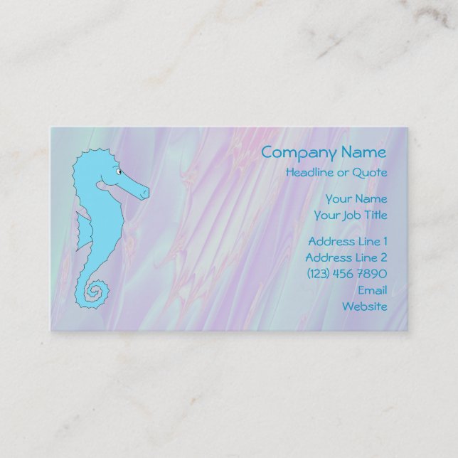 Pale Blue Seahorse on Background of Pastel Colours Business Card (Front)