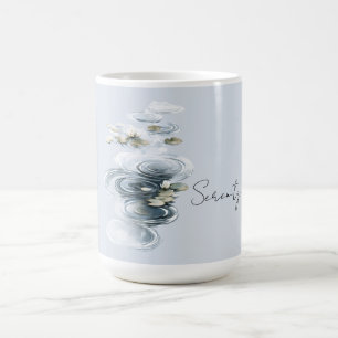 Pale Blue Serenity Lotus Flowers Lilypads Coffee Mug