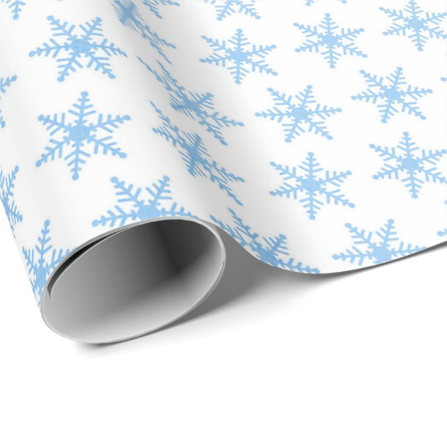 Pale Blue Snowflakes on a White Background Wrapping Paper (Roll Corner)
