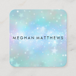 Pale Blue Sparkles Beauty Makeup Artist  Square Business Card