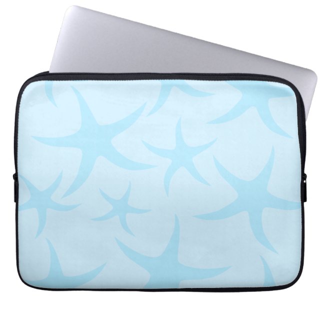Pale Blue Starfish Pattern. Laptop Sleeve (Front)