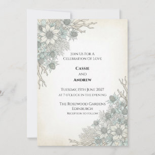 Pale Blue Thistle Wedding Invitation