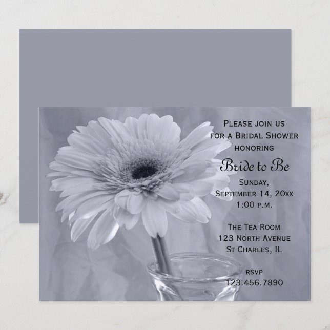 Pale Blue Tinted Daisy Bridal Shower Invitation (Front/Back)