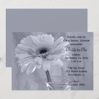 Pale Blue Tinted Daisy Bridal Shower Invitation