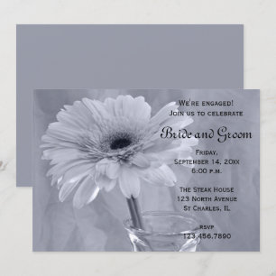 Pale Blue Tinted Daisy Engagement Party Invitation