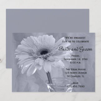 Pale Blue Tinted Daisy Engagement Party Invitation
