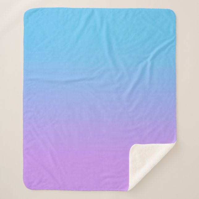 Pale Blue to Lavender Ombre Gradient Pattern Sherpa Blanket (Front)