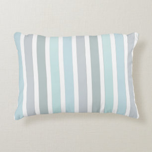Pale Blue Turquoise Stripes Pattern Accent Pillow
