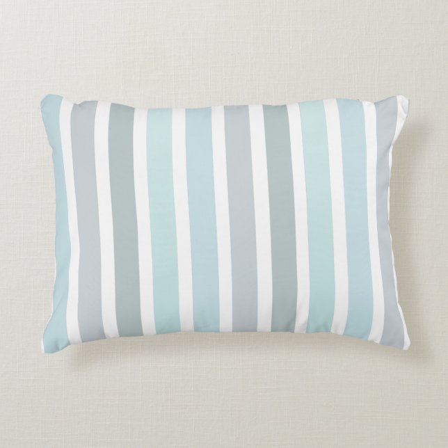 Pale Blue Turquoise Stripes Pattern Accent Pillow (Front)