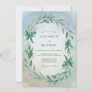Pale Blue Verdant Flourish Wedding Invitation