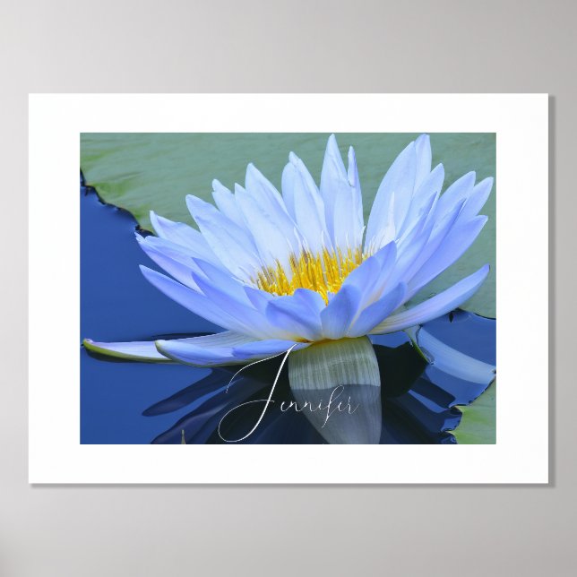Pale Blue Water Lily Personalized Foil Name Foil P Foil Prints (Front)