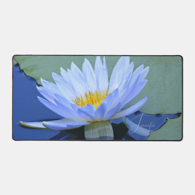 Pale Blue Water Lily Personnalisé Bureau Mats Plaq (Recto)