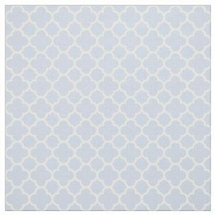 Pale Blue White Quatrefoil Pattern Fabric