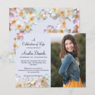 Pale Blue Wildflower Photo Celebration of Life  Invitation