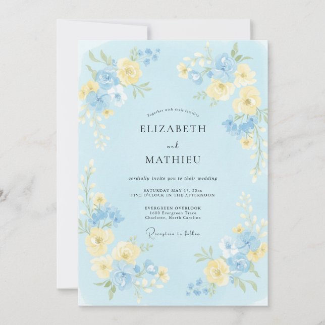 Pale Blue Winsome Springtime Wedding Invitation (Front)