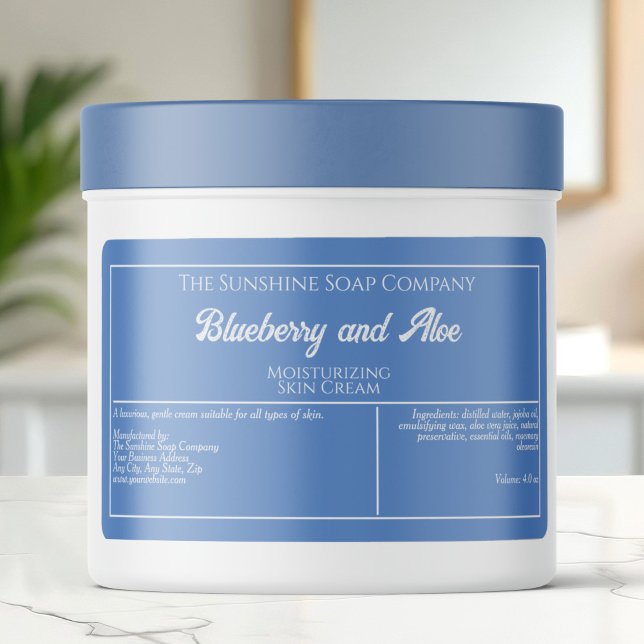 Pale Blue with White Text soap cosmetics jar label (Creator Uploaded)