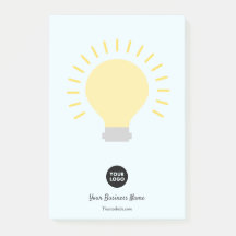 Pale Blue Your Logo Light Bulb Notes