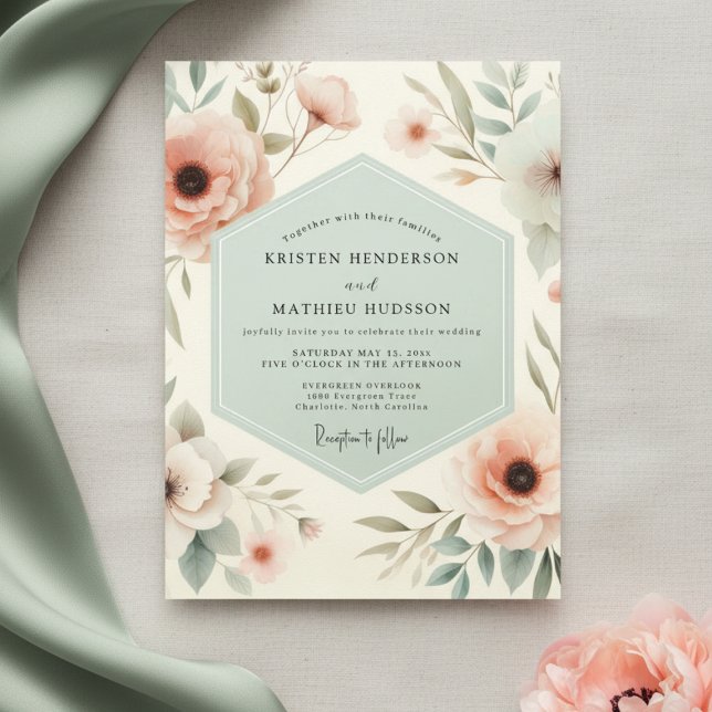 Pale Blush Botanical Romance Wedding Invitation (Creator Uploaded)