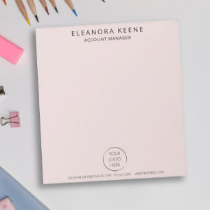 Pale Blush Logo, Name, and Contact Info Business Notepad