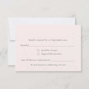 Pale Blush Pastel Pink Simple Minimal Plain Solid RSVP Card