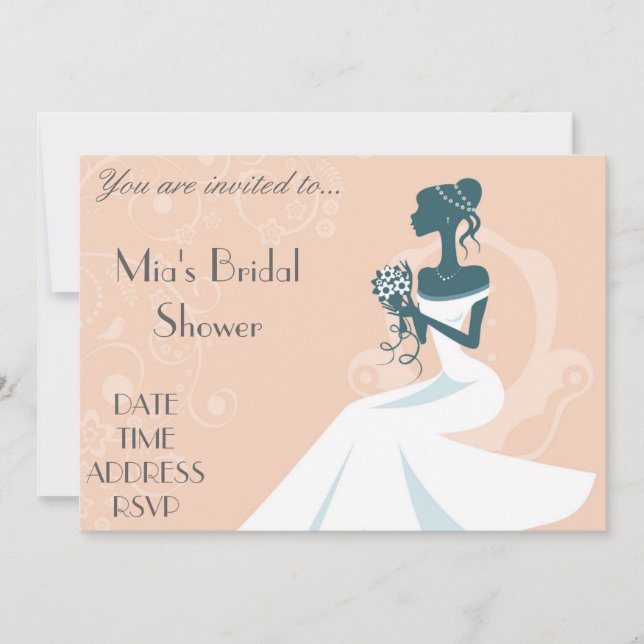 Pale blush pink elegant bridal shower invitation (Front)