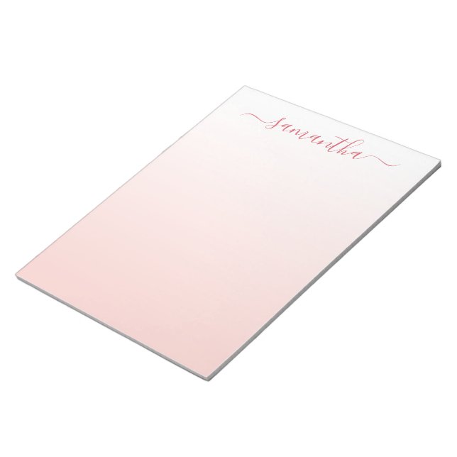 Pale Blush Pink Gradient Girly Signature Notepad (Angled)
