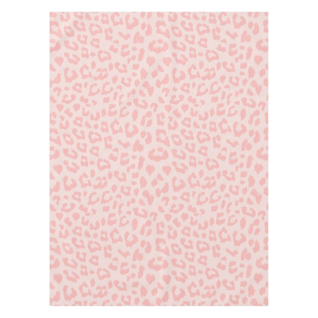 Pale Blush Pink Leopard Print Tablecloth (Front)