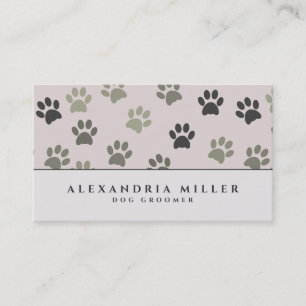 Pale Blush Pink Puppy Dog Paw Prints   Dog Groomer Business Card