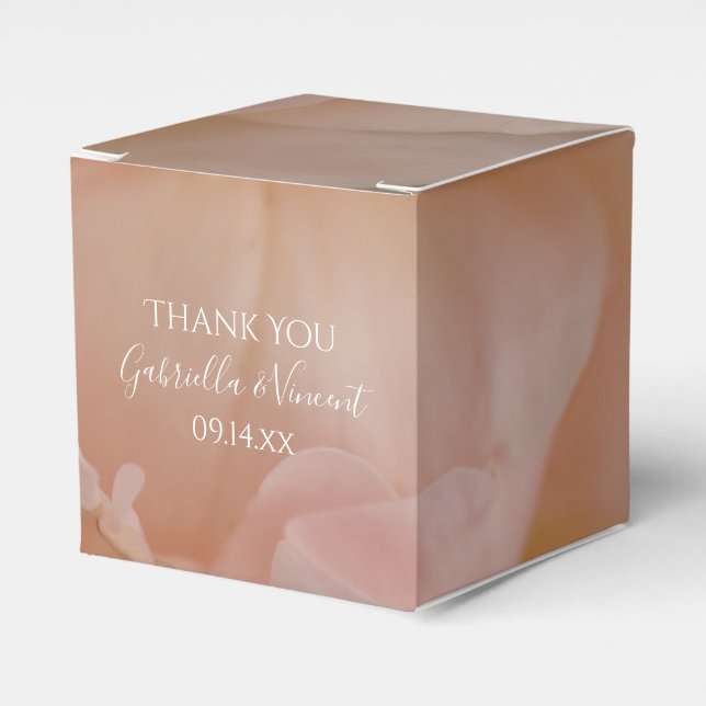 Pale Blush Pink Rose Floral Wedding Favor Box (Front Side)