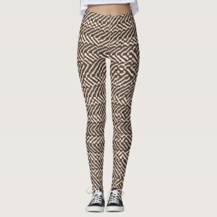 Pale brown fabric rugs Geometric Pattern Leggings