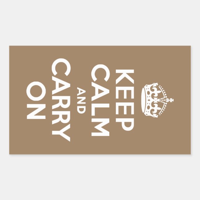 Pale Brown Keep Calm and Carry On Sticker (Front)