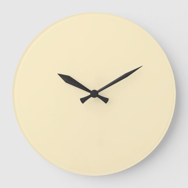 Pale Buttercup Yellow Solid Colour Large Clock (Front)