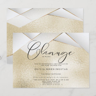 Pale Champagne Gold Pearl Facets Postponed Shower Invitation